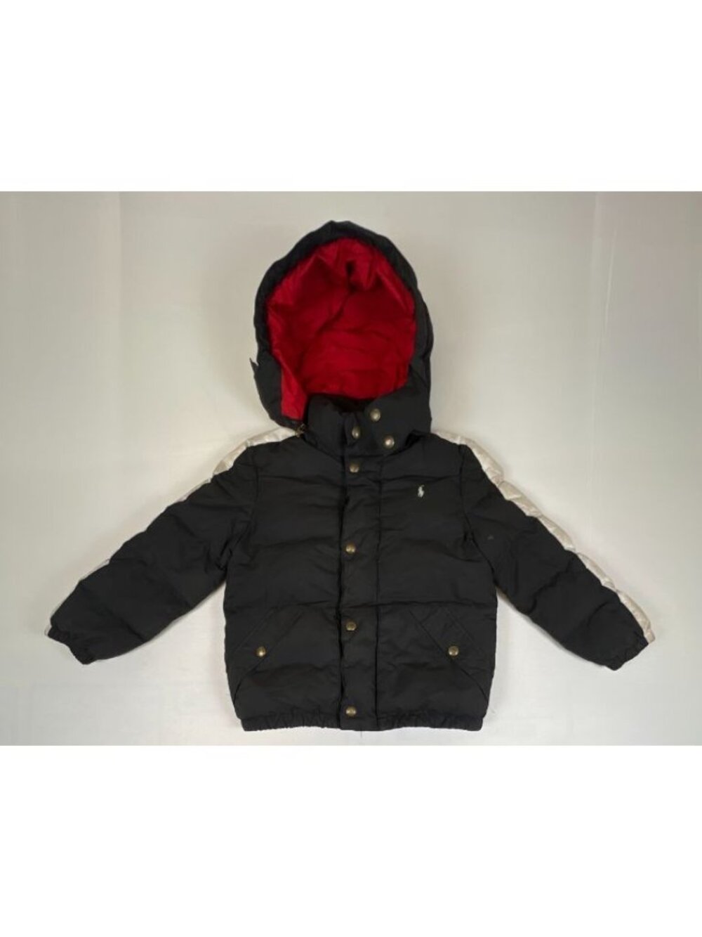 Polo Ralph Lauren Boys Size 7 Black Winter Puffer Jacket Hooded Full Zip